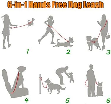 Поводок для собак YankMooM 6-в-1: багатофункціональний, регульований, з надійним амортизатором. Підходить для бігу, прогулянок, тренувань, поїздок в авто з собаками середніх та великих порід. Включає автомобільний ремінь безпеки (1,5 - 2,4 м)