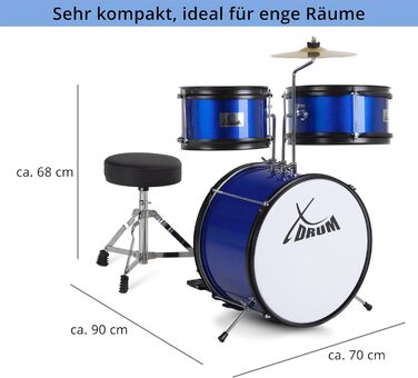 XDrum Junior KIDS барабанна установка для дітей 3-5 років - комплект зі стільчиком, паличками та ключем - блакитна