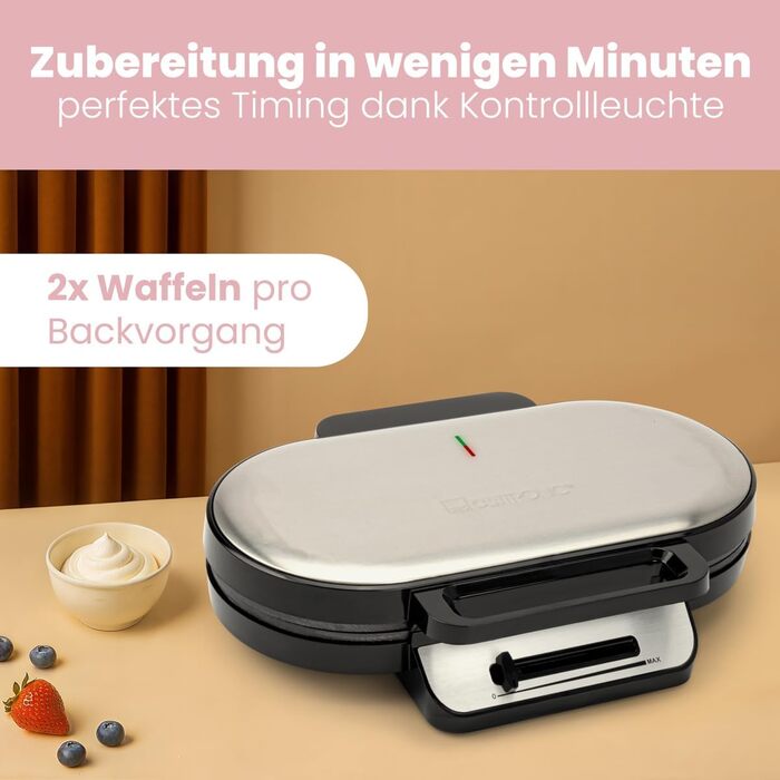 Clatronic Heart-Shaped Waffle Maker - Non-Stick, Adjustable Browning, 1200W - WA 3745