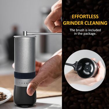 RichLuck Coffee Grinder Manual - Hand Grinder Coffee with 5 Grind Settings from Coarse to Fine - Labor-Saving Stainless Steel Hand Coffee Grinder for Espresso to French Press - Ideal Gift Idea