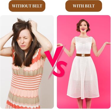 Жіночий еластичний ремінь Amaxiu з золотою пряжкою, тонкий для джинсів, штанів, суконь (світло-коричневий)