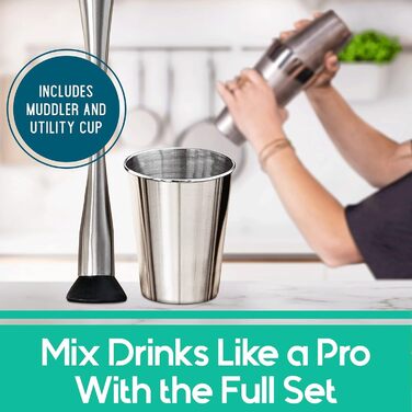 Набір бармена: 23-елементний комплект для приготування коктейлів з бамбуковим підставкою | Ідеальний для дому, барні інструменти, шейкер для Мартіні