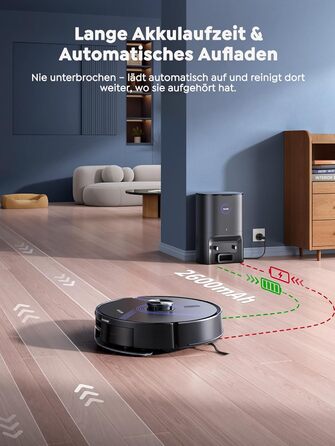 Робот-пилосос Vyzzle з функцією миття 5500 Pa, станція самоочищення 3.5L, для шерсті тварин, твердих підлог та килимів, керування через додаток, голосове керування Alexa та Google Assistant (чорний)
