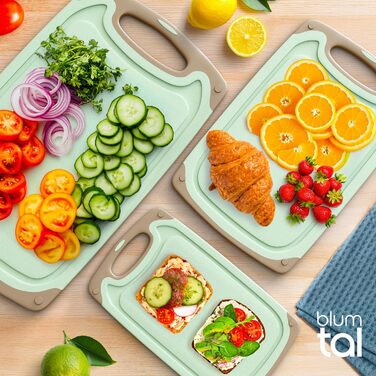 Набір обробних дощок Blumtal (S/M/L) - 3 шт. з пластику, з жолобками для соку та ручкою, BPA free, придатні для миття в посудомийній машині