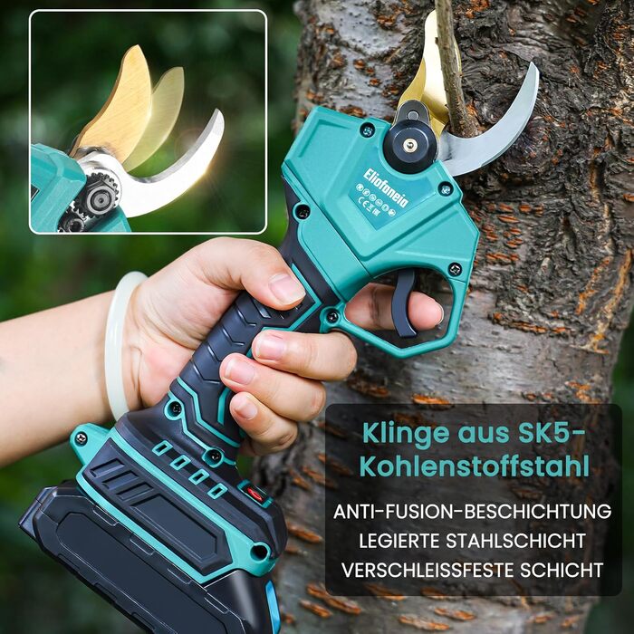 Cordless Pruning Shears, Cordless Tree Pruning Shears, Max 30MM Cutting Diameter, Professional Electric Garden Shears with Safety Switch, 2x2000mAh 21V Batteries, LCD Display, Charger, for 6-8 Hours of Operation