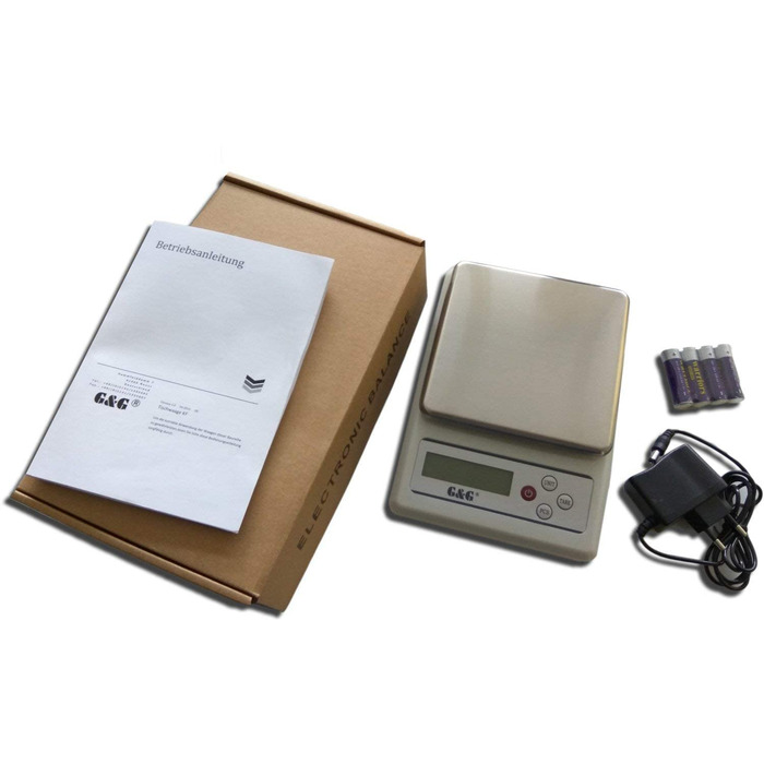 Кухонні ваги G&G KF6K: точність 0.1г, 6 кг, автоматичне вимкнення, з адаптером та батарейками
