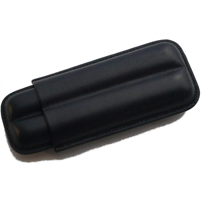 GERMANUS Cigarette Case - Leather Case for 2 Cigars in Black