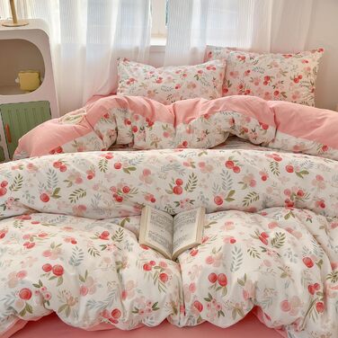 Блискуча постільна ковдра Bunt Blumen з бавовни 100x135 см, рожево-біле забарвлення, для дітей, з квітковим малюнком, комплект (ковдра + 1 подушка)