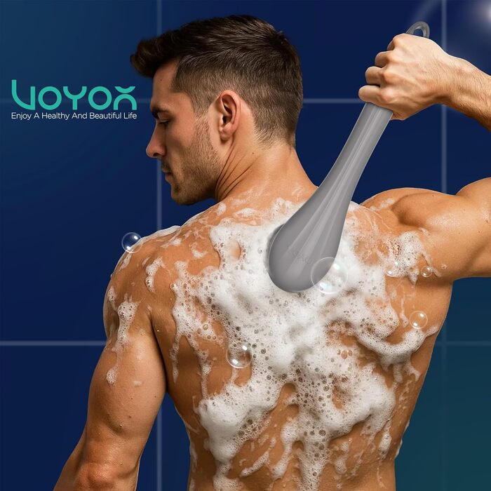 Електрична щітка для спини VOYOR BC300 (сіра): для скрабу та масажу тіла, водонепроникна, USB-зарядка