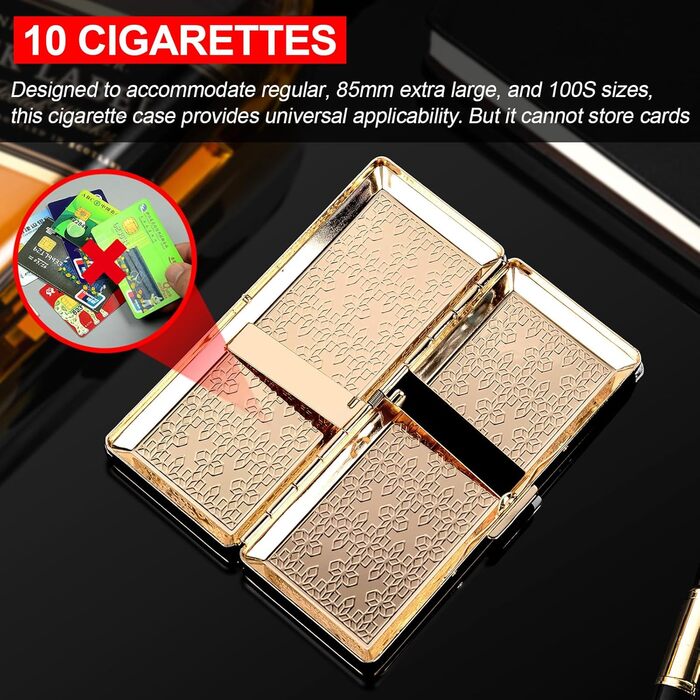 Вінтажний металевий тютюнониця для жінок та чоловіків, вміщує 18-20 сигарет (100 мм), золотий у горошок