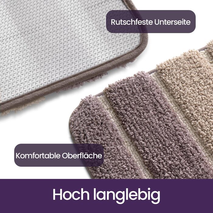 Килимок для ванної кімнати DEXI, 50 x 80 см, антиковзаючі, м'який, швидковисихаючий, для ванни, душу, прання, бежевий