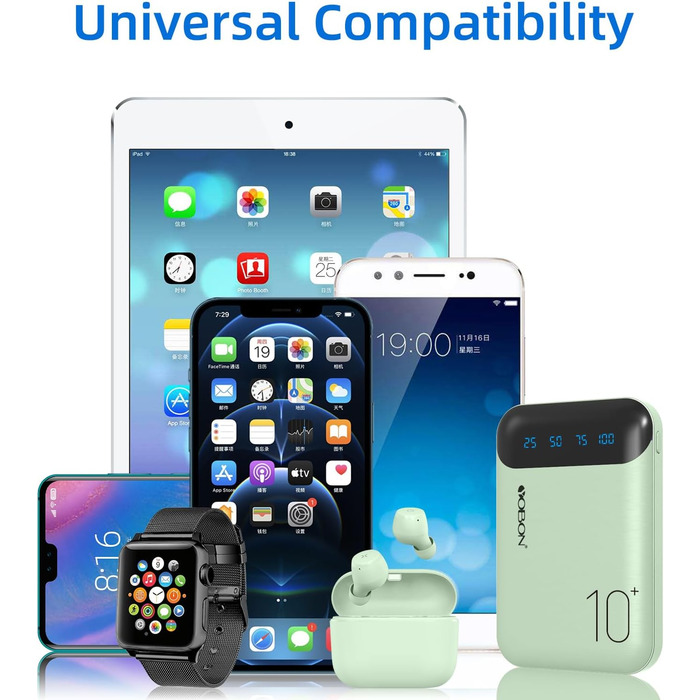 Портативний зарядний пристрій Power Bank 10000mAh з 2 USB виходами та USB-C входом (зелений)