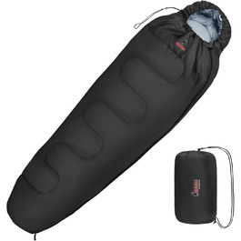 Спальний мішок Alpidex Mumienschlafsack 4 Seasons -17°C, 225x80 см, 400 GSM, чорний, для кемпінгу, трекінгу, подорожей