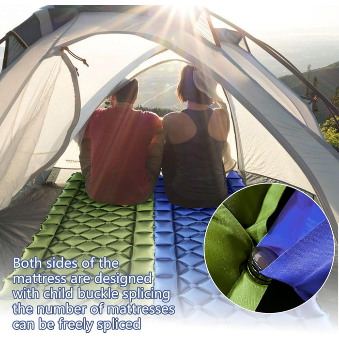 Каремат для кемпінгу Saphirblau: самонадувний килимок для відпочинку на природі з помпою та подушкою