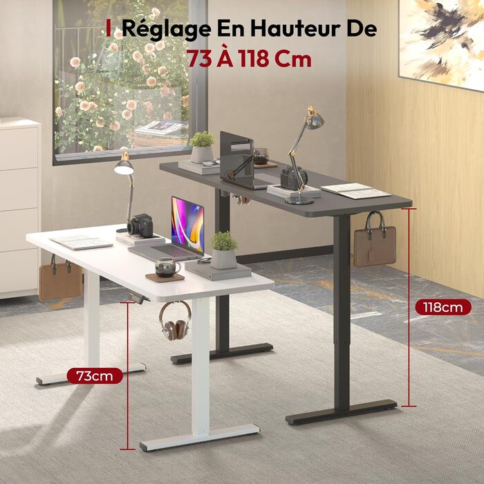 SANODESK Регульований стіл 200x80 см, електричний, ергономічний, з пам'яттю, чорний