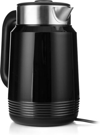 Електричний чайник LEHMANN з нержавіючої сталі 2L, 2200W, швидке нагрівання, подвійні стінки, автовимкнення та захист від перегріву, BPA-free, для великих сімей та офісів, чорний