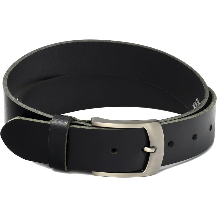 Чоловічий шкіряний ремінь Volmer® з телячої шкіри, чорний, ширина 38 мм, регульований, для джинсів та костюма, довжина 120 см, розмір 105 см