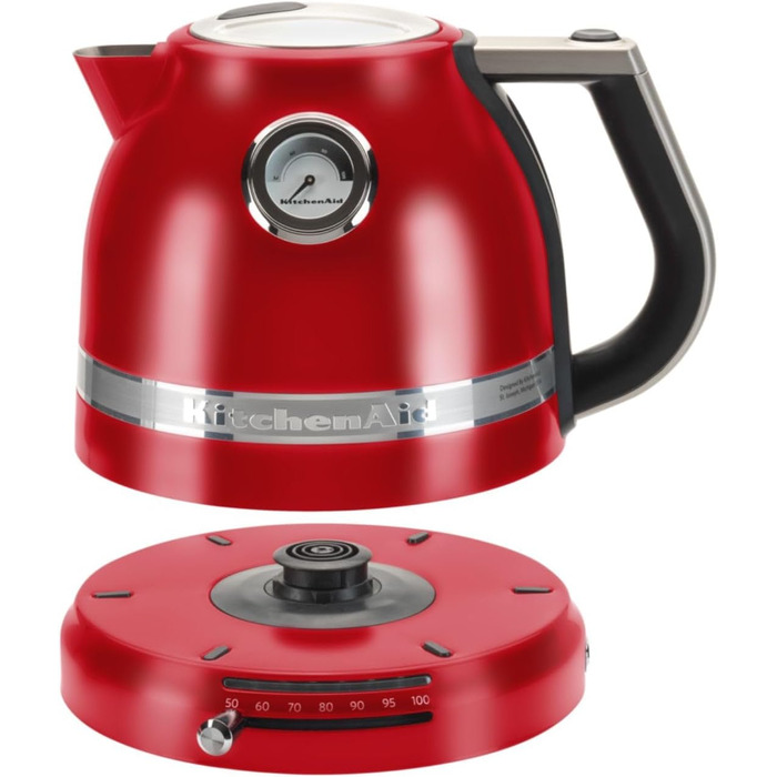 KitchenAid Kettle with temperature setting from 50 to 100°C | Tea kettle with temperature display and scale filter 1.5L | Electric 2400 Watt | Stainless steel (Empire Red) 1.5 Liter Red