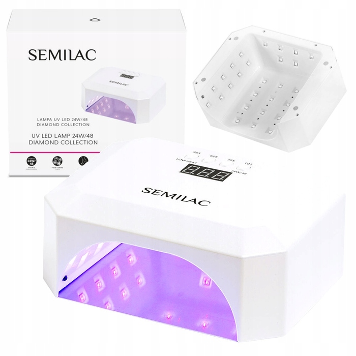 UV LED лампа для нігтів Semilac Diamond Collection 24W/48W, 36 діодів, біла