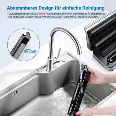 Вакуумний пакувальник INKBIRD для продуктів харчування з режимами сушіння, вологого та рідинного пакування, подвійна помпа, 20 л/хв, тихий, вбудований різак, ролики та пакети в комплекті (сірий)