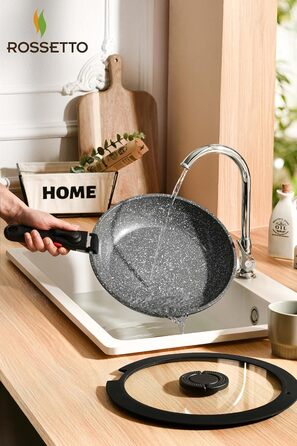 Набір посуду ROSSETTO 16 предметів: каструлі, сковороди з антипригарним покриттям, сталевий посуд для кухні