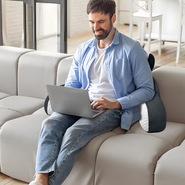 Крісло-подушка для читання Suewidfay, 70x50 см, велике, для дорослих, з підголовником та підлокітниками, сірого кольору