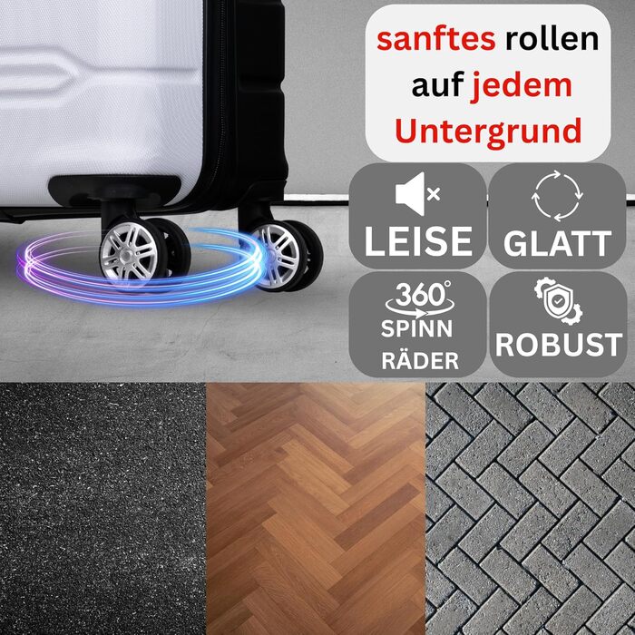 Набір валіз NOWI Rhodos – 3 шт. з ABS, з кодовим замком, 360° обертання, рожевий. Розміри M, L, XL