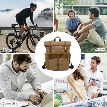 Фандаре Рюкзак Rolltop, шкіряний, для ноутбука 15.6