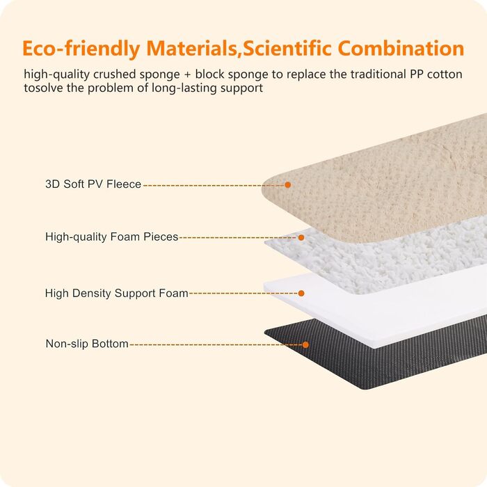 Ортопедичний лежак для собак, двоярусний килимок для собак, зручний лежак для собак, знімний кошик для собак, 90 см для собак маленьких та середніх порід (105 x 69 x 12 см, бежевий)