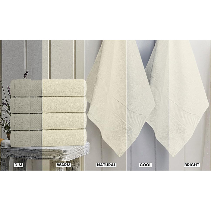 Набір рушників Utopia Towels 6 шт, 100% бавовна, 61x122 см, преміум-якість, високопоглинаючі, для готелю, спа та ванної, кремові
