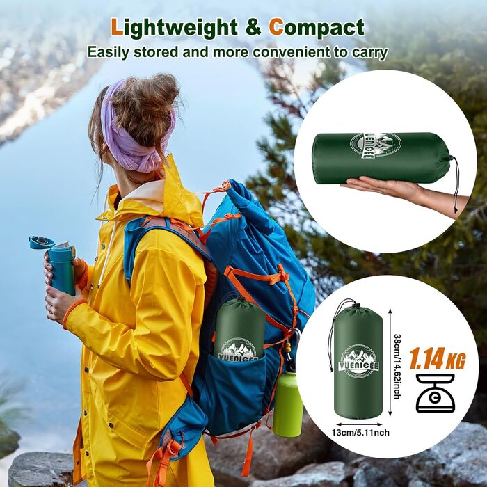 Надувний килимок для кемпінгу Isomatte, 12 см, товщина, з насосом для ніг, водонепроникний, ультралегкий, військовий зелений