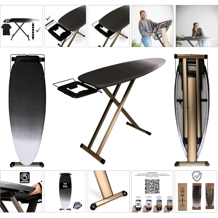 Стіл для прасування GoldVIP Dorado Extra Grande: 130x47 см, алюміній, регулювання висоти