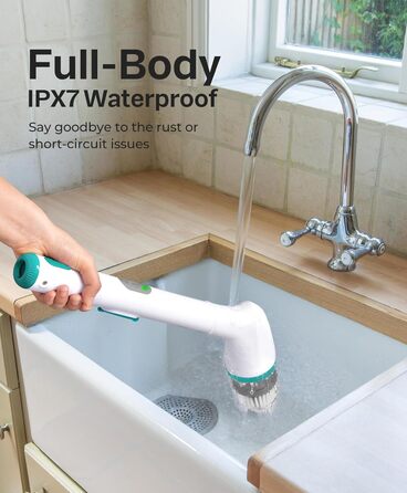 LyriFine Electric Cleaning Brush, New Full-Body IPX7 Waterproof Electric Cleaning Brush, Long-Handle Electric Cleaning Brush for Household Use, 2 Speeds, Replacement Heads for Bathroom