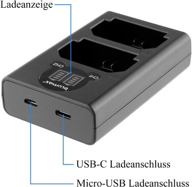 Зарядний пристрій Blumax LCD Dual для акумуляторів Nikon EN-EL15c/b/a – сумісний з Nikon D500, D850, Z7 II, Z6 III, Z5, Zf