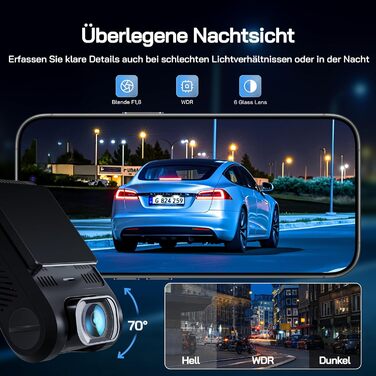 Dashcam WOLFANG Mini 2.5K 1440P WiFi з SD 32GB: Нічне Бачення, Широкий Кут 170°, WDR, Паркувальний Режим, G-Sensor, Циклічна Запис