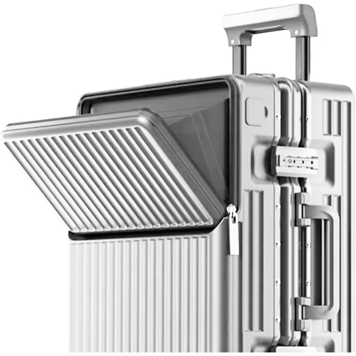 Чемодан ручної поклажі для весни/літа, сертифікований для авіаперевезень, з TSA-замком, 360° колесами, PC-корпусом та міцним алюмінієвим каркасом, підходить для розмірів 20'', 24'' та 26''. (20'', Срібло) Срібло 20‘’