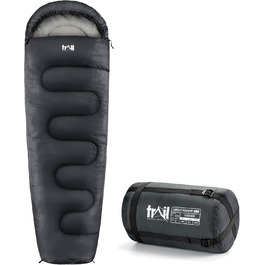 Спальний мішок Trail для дорослих – 3-сезонний, для кемпінгу, 300 GSM, з внутрішньою кишенею, легкий компресійний мішок (антрацитовий)