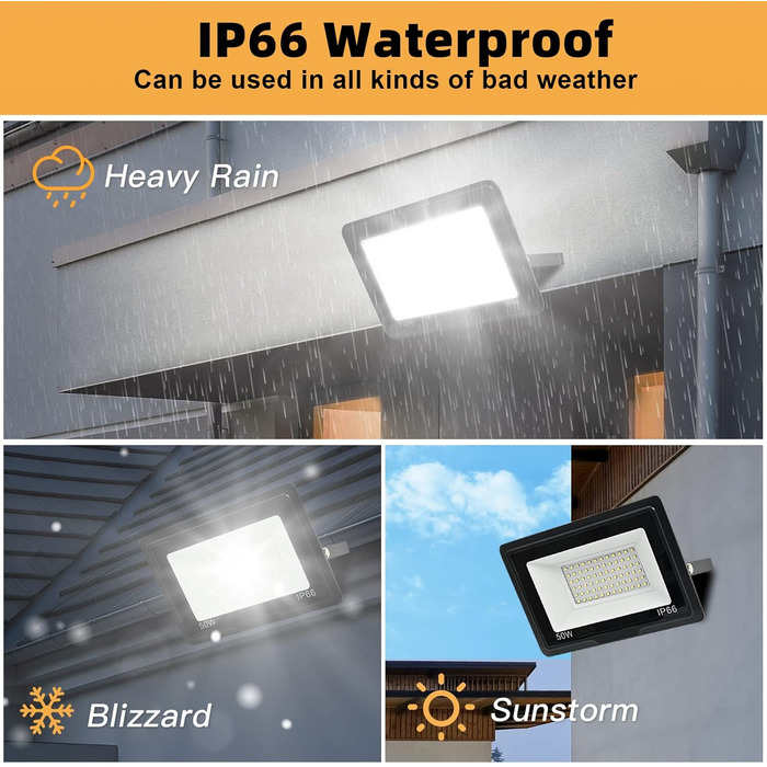 Світлодіодний прожектор для вулиці IP66, 150W, 6500K, 5000Лм, водонепроникний, для двору, гаража, саду