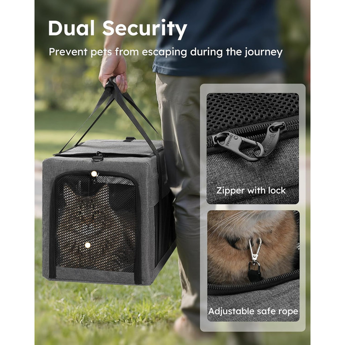 Транспортна сумка для котів Pecute Katzentasche - переноска для котів та маленьких собак, 47 x 33 x 30 см, сіра