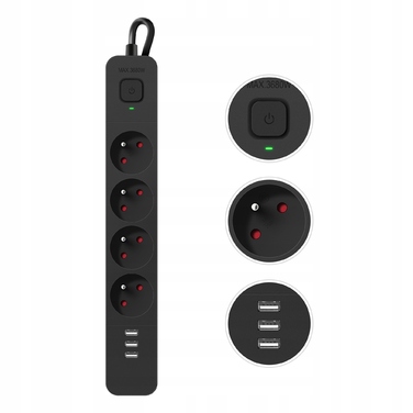 Мережевий фільтр Defender SFS 135, 5 м, 4 розетки, 3x USB