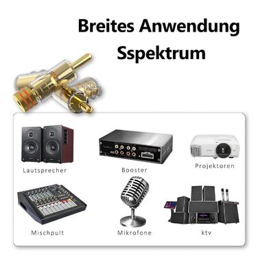 Комплект позолочених бананових роз'ємів Monosaudio (8 шт.) для акустичних кабелів, домашнього кінотеатру та AV-ресиверів, BA1403