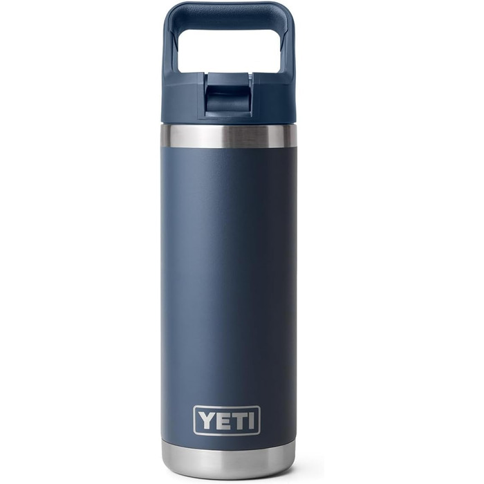 YETI Rambler C Straw Bottle, Stainless Steel Vacuum Insulated Bottle with Straw Cap, 18 oz (532 ml) (Navy)