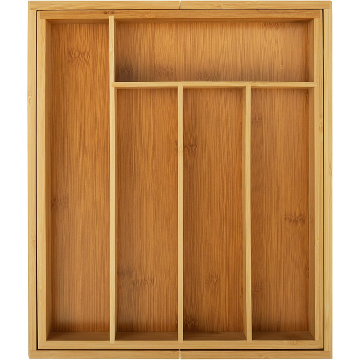 Органайзер для столових приборів Gräwe з бамбука для кухонних шухляд, змінний, розсувний 28.5-40.5 см, дерев'яний вигляд