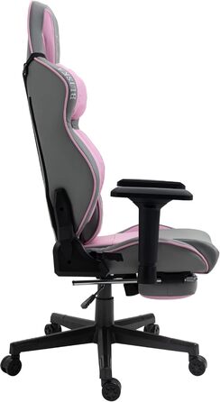 TRISENS Gaming Chair Racing Style Chair with Sports Seat and Ergonomic 4D Armrests, Color: Light Grey/Pink Light Grey / Pink