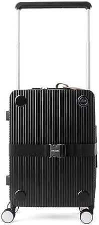 Чемодан ручної об'єм, тріумф 35x22x55 см, міцний, з колесами, з полікарбонату, TSA-замок, ідеальний для подорожей, чорний/шампань рожевий (чорний/срібний)