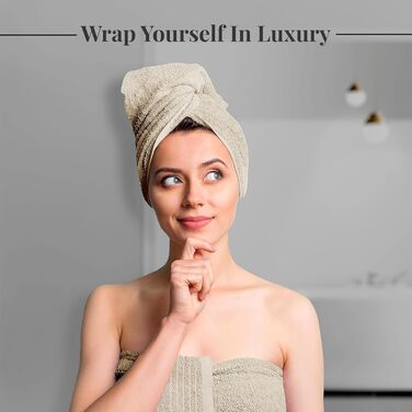 Набір рушників Tens Towels з 100% бавовни, 8 предметів: 2 великі банні рушники, 2 рушники для рук, 4 салфетки для обличчя, гігроскопічні та швидкосохнучі (Бежевий)