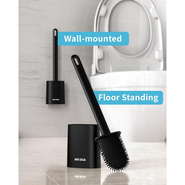Набір для чищення унітазу Mr.SlGA з тримачем, настінний, компактний, білий, 2 шт. (чорний)