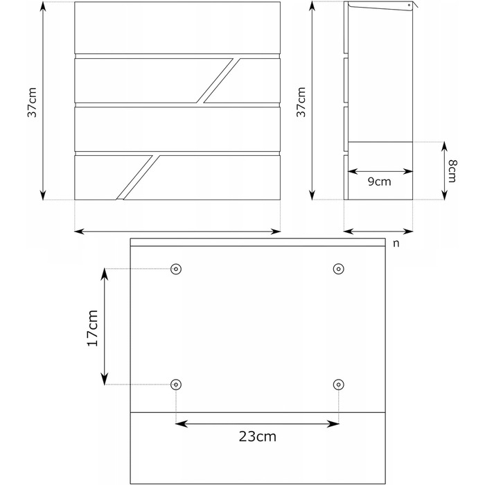 Поштовий ящик з газетницею антрацит, нержавіюча сталь, настінний, з замком та газетницею - лазерне гравіювання