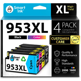 Комплект картриджів Smart Ink для HP 953XL (чорний, блакитний, пурпуровий, жовтий) з чипом для Officejet Pro 7720, 7730, 7740, 8210, 8218, 8710, 8715, 8718, 8720