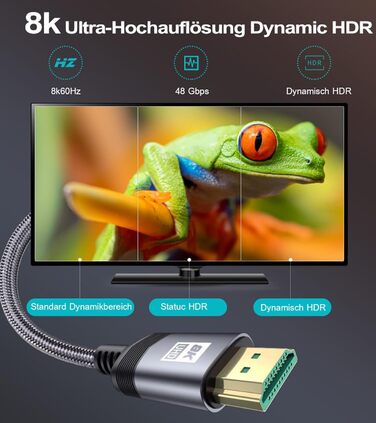 Кабель HDMI 2.1 AviBrex 4M 8K (60Hz), 4K (240Hz), Ultra HD, 48Gbps, HDR, eARC, HDCP2.3, для PS5/4/3, TV, Blu-ray, проектор, сірий
